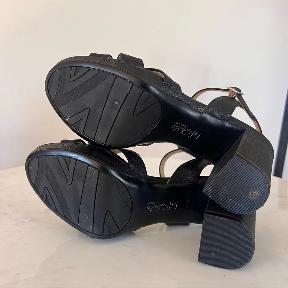 Lifestride Lucky Black Metallic Platform Strappy Sandals Block Heel 6.5 - Picture 7 of 7